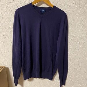 Faconnable Deep Blue V-Neck Sweater silk, cotton, cashmere blend